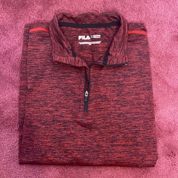 ❤️ 🆕 FILA Mens maroon Long Sleeve 1/4 zip up Small - Picture 4 of 7